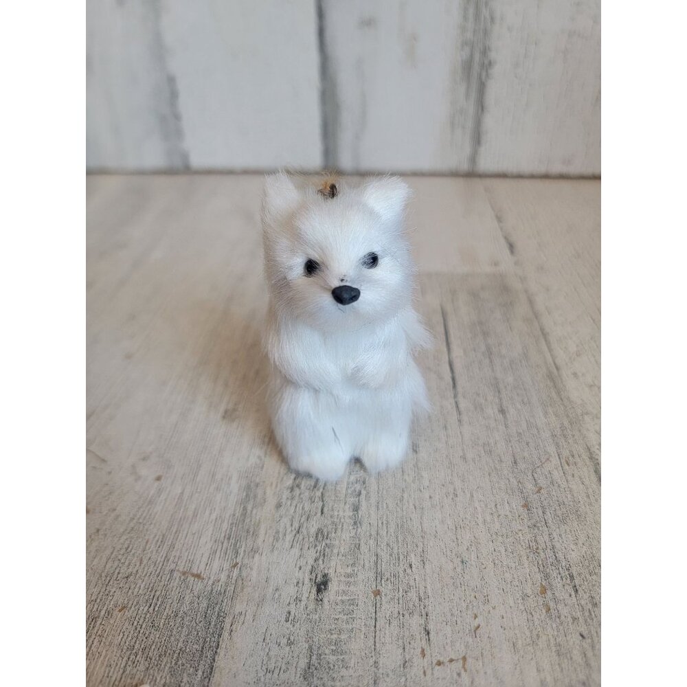 Faux fur polar bear antarctic ornament Xmas white